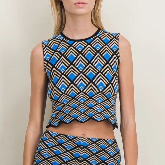 Paco Rabanne Geometric Jacquard Knit Crop Top Size Medium - Picture 1 of 8